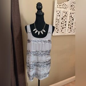 Express Gray Tank w/silver and gray sequins